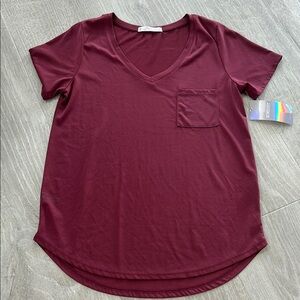 Women's Burgundy V-Neck Top